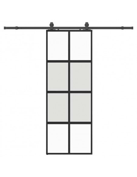 Porta Scorrevole Set Ferramenta Nera 76x205 cm Vetro Temperato