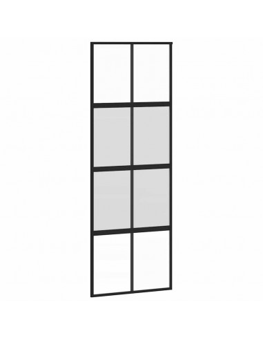 Porta Scorrevole Set Ferramenta Nera 76x205 cm Vetro Temperato
