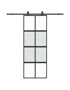 Porta Scorrevole Set Ferramenta Nera 76x205 cm Vetro Temperato 2
