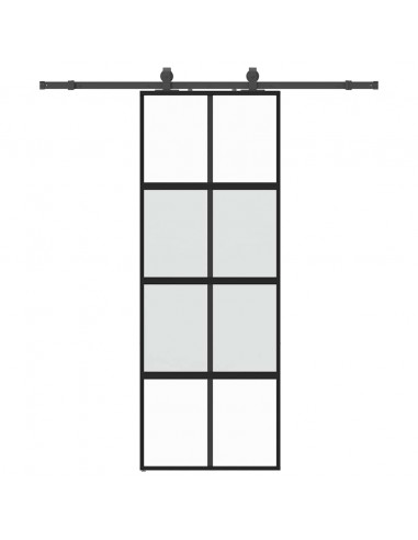 Porta Scorrevole Set Ferramenta Nera 76x205 cm Vetro Temperato