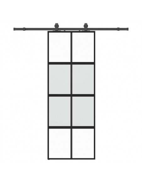Porta Scorrevole Set Ferramenta Nera 76x205 cm Vetro Temperato
