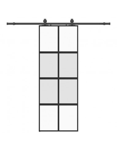 Porta Scorrevole Set Ferramenta Nera 76x205 cm Vetro Temperato