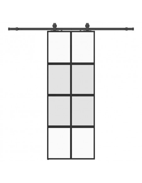 Porta Scorrevole Set Ferramenta Nera 76x205 cm Vetro Temperato