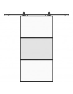 Porta Scorrevole Ferramenta Nera 102,5x205 cm Vetro Temperato 2