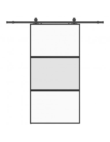Porta Scorrevole Ferramenta Nera 102,5x205 cm Vetro Temperato