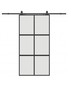 Porta Scorrevole Ferramenta Nera 102,5x205 cm Vetro Temperato 2