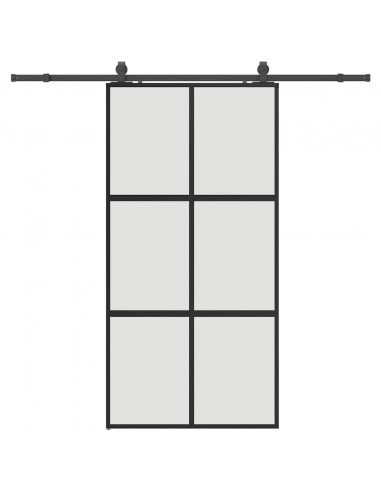 Porta Scorrevole Ferramenta Nera 102,5x205 cm Vetro Temperato