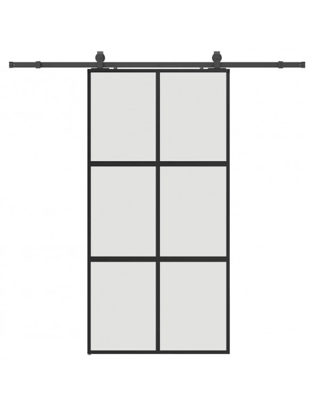 Porta Scorrevole Ferramenta Nera 102,5x205 cm Vetro Temperato