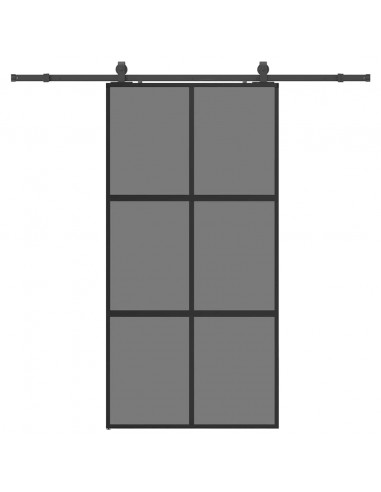 Porta Scorrevole Ferramenta Nera 102,5x205 cm Vetro Temperato