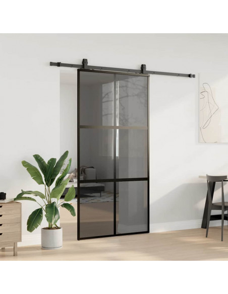 Porta Scorrevole Ferramenta Nera 102,5x205 cm Vetro Temperato