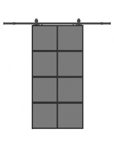 Porta Scorrevole Ferramenta Nera 102,5x205 cm Vetro Temperato