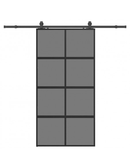 Porta Scorrevole Ferramenta Nera 102,5x205 cm Vetro Temperato