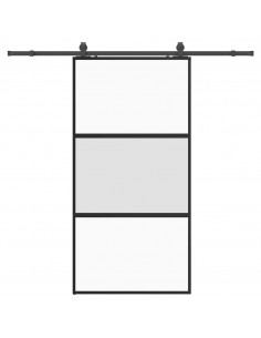 Porta Scorrevole Ferramenta Nera 102,5x205 cm Vetro Temperato 2