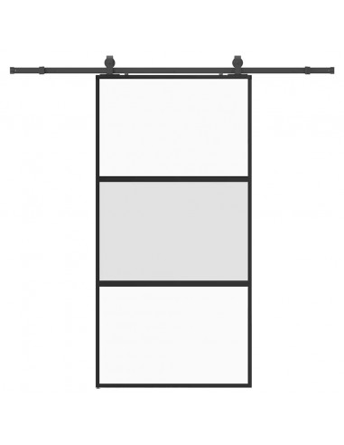 Porta Scorrevole Ferramenta Nera 102,5x205 cm Vetro Temperato