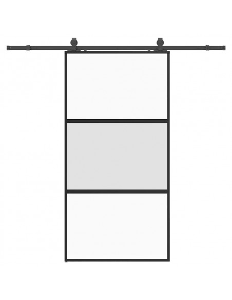 Porta Scorrevole Ferramenta Nera 102,5x205 cm Vetro Temperato