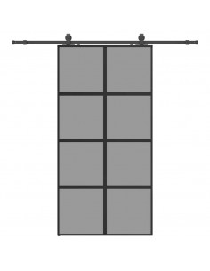 Porta Scorrevole Ferramenta Nera 102,5x205 cm Vetro Temperato 2