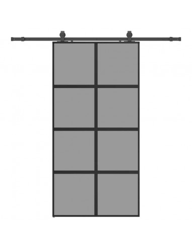 Porta Scorrevole Ferramenta Nera 102,5x205 cm Vetro Temperato