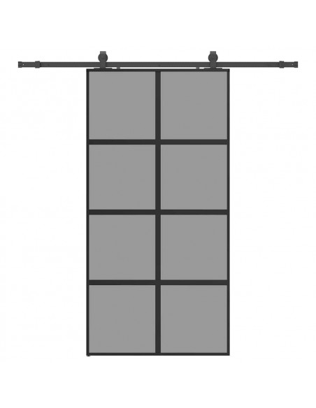 Porta Scorrevole Ferramenta Nera 102,5x205 cm Vetro Temperato