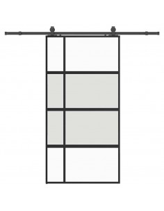 Porta Scorrevole Ferramenta Nera 102,5x205 cm Vetro Temperato 2