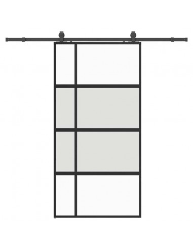 Porta Scorrevole Ferramenta Nera 102,5x205 cm Vetro Temperato