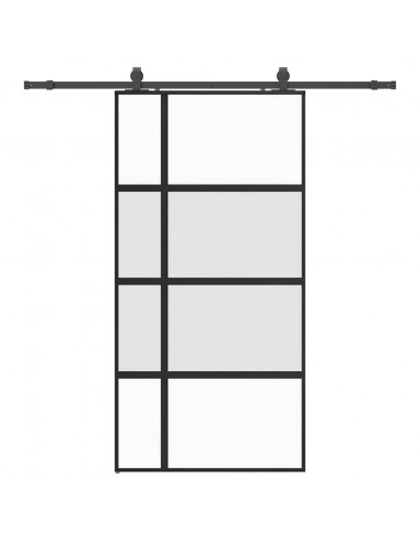 Porta Scorrevole Ferramenta Nera 102,5x205 cm Vetro Temperato