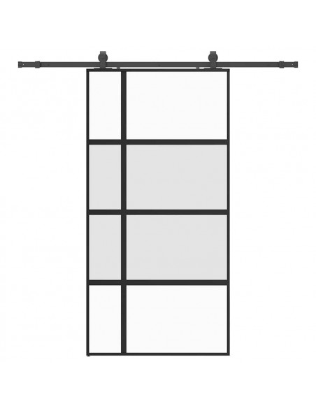 Porta Scorrevole Ferramenta Nera 102,5x205 cm Vetro Temperato