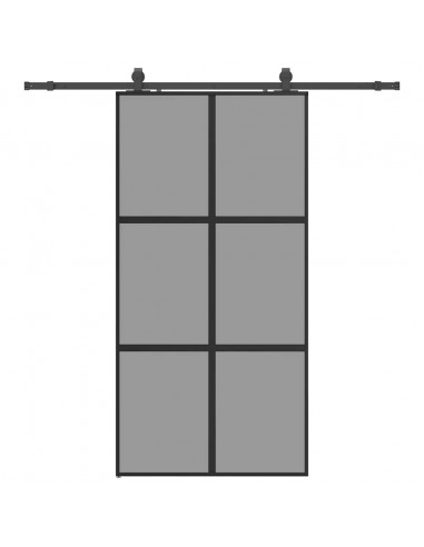 Porta Scorrevole Ferramenta Nera 102,5x205 cm Vetro Temperato