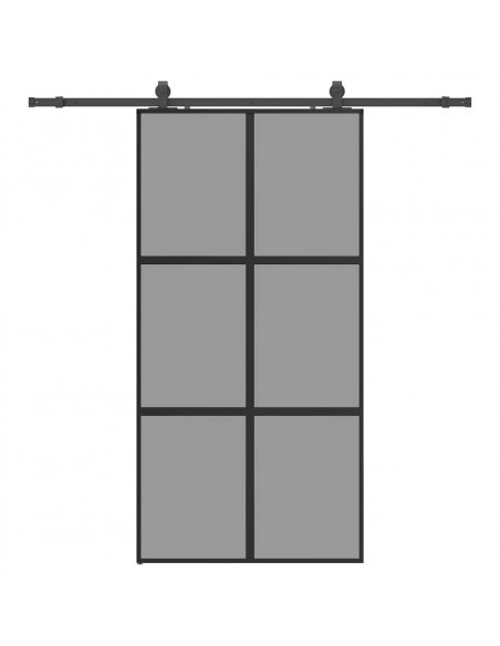Porta Scorrevole Ferramenta Nera 102,5x205 cm Vetro Temperato
