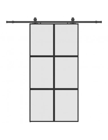 Porta Scorrevole Ferramenta Nera 102,5x205 cm Vetro Temperato