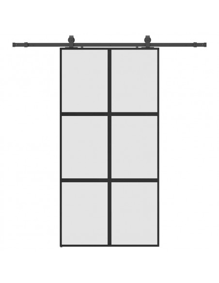 Porta Scorrevole Ferramenta Nera 102,5x205 cm Vetro Temperato
