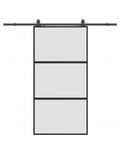 Porta Scorrevole Ferramenta Nera 102,5x205 cm Vetro Temperato 2