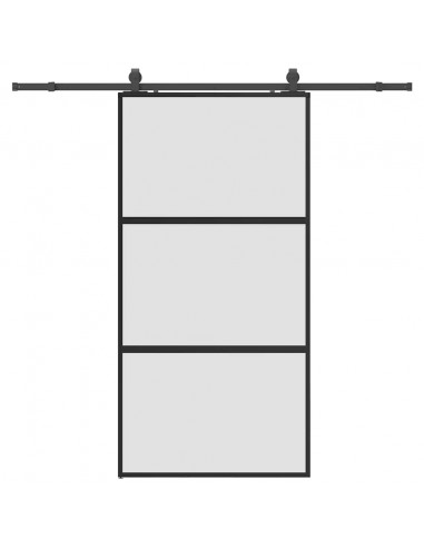 Porta Scorrevole Ferramenta Nera 102,5x205 cm Vetro Temperato