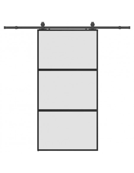 Porta Scorrevole Ferramenta Nera 102,5x205 cm Vetro Temperato