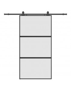 Porta Scorrevole Ferramenta Nera 102,5x205 cm Vetro Temperato 2