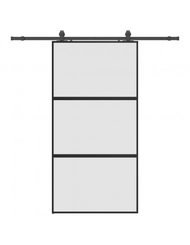 Porta Scorrevole Ferramenta Nera 102,5x205 cm Vetro Temperato
