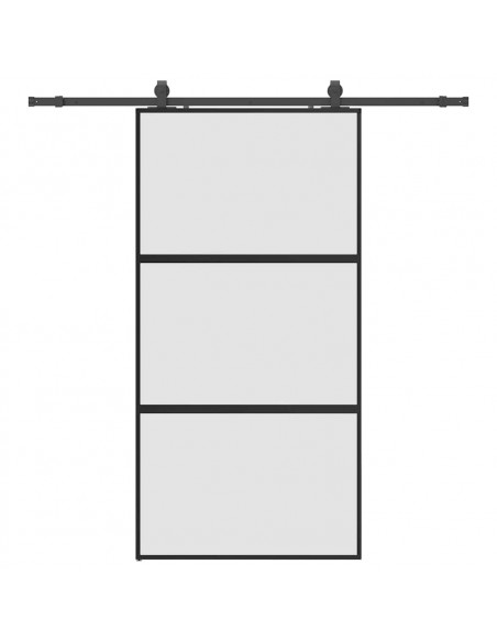 Porta Scorrevole Ferramenta Nera 102,5x205 cm Vetro Temperato