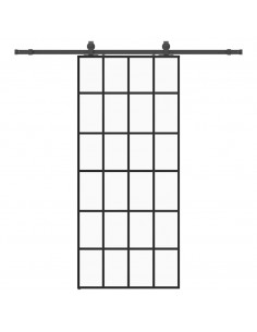 Porta Scorrevole con Ferramenta Nera 90x205 cm in Vetro ESG 2