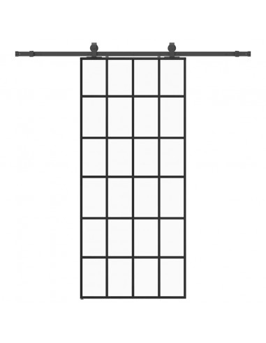 Porta Scorrevole con Ferramenta Nera 90x205 cm in Vetro ESG