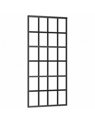 Porta Scorrevole con Ferramenta Nera 90x205 cm in Vetro ESG