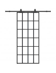 Porta Scorrevole con Ferramenta Nera 90x205 cm in Vetro ESG 2