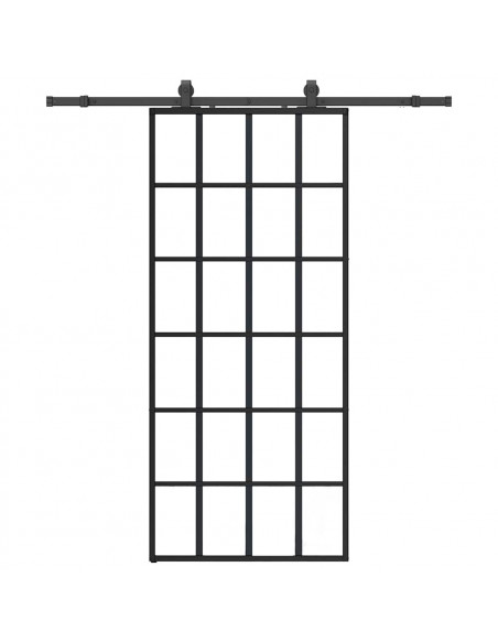 Porta Scorrevole con Ferramenta Nera 90x205 cm in Vetro ESG