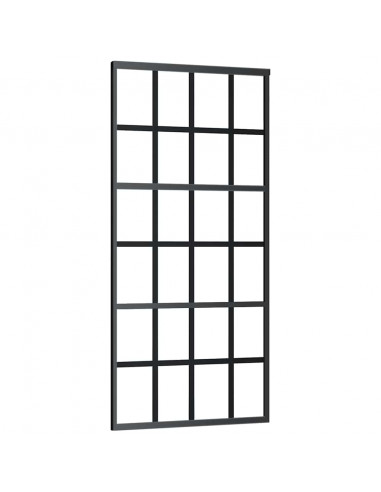 Porta Scorrevole con Ferramenta Nera 90x205 cm in Vetro ESG