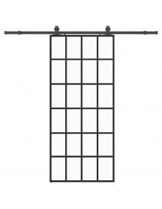 Porta Scorrevole con Ferramenta Nera 90x205 cm in Vetro ESG 2