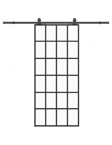 Porta Scorrevole con Ferramenta Nera 90x205 cm in Vetro ESG