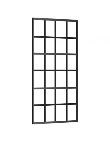 Porta Scorrevole con Ferramenta Nera 90x205 cm in Vetro ESG