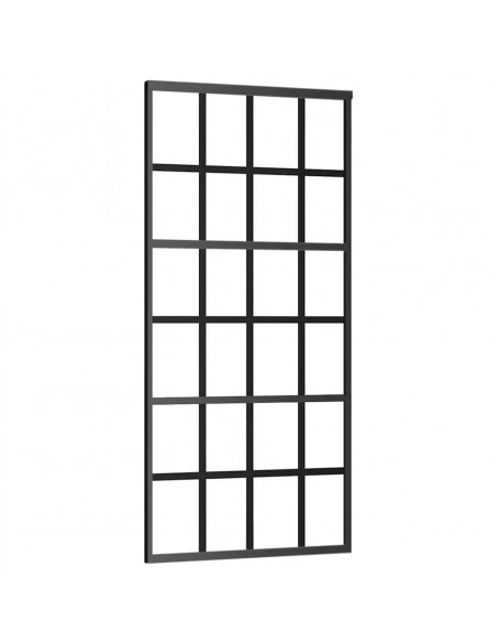 Porta Scorrevole con Ferramenta Nera 90x205 cm in Vetro ESG