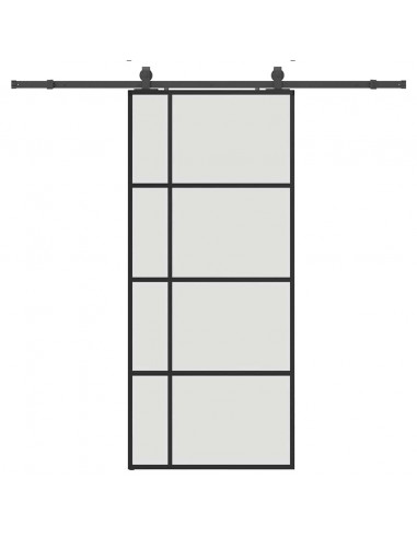 Porta Scorrevole con Ferramenta Nera 90x205 cm in Vetro ESG