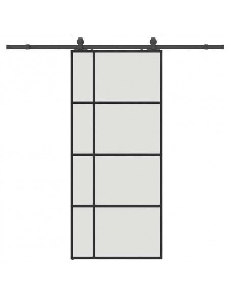 Porta Scorrevole con Ferramenta Nera 90x205 cm in Vetro ESG