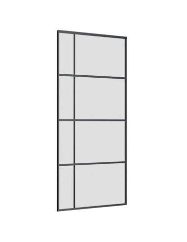 Porta Scorrevole con Ferramenta Nera 90x205 cm in Vetro ESG
