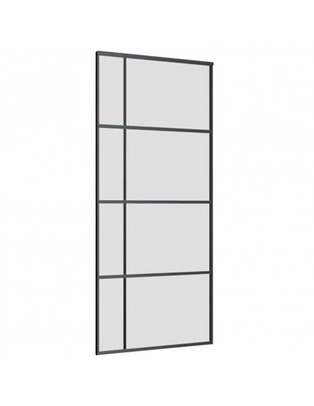 Porta Scorrevole con Ferramenta Nera 90x205 cm in Vetro ESG